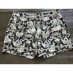 White House Black Market Shorts Women 14  Black White Design Cotton Stretchy